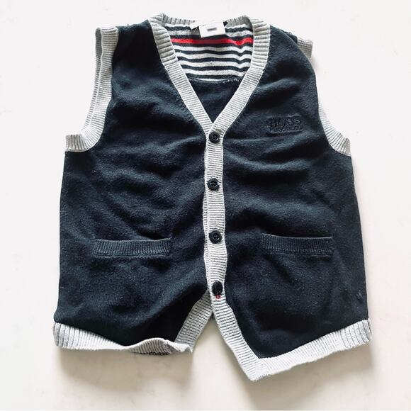 Boss Hugo Boss boys color block knit sweater vest size 4 - Picture 1 of 5